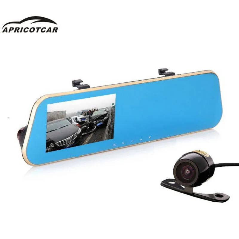 

4.3 Inch Car DVR Driving Recorder 1080 HD Anti-vibration LED Mirror Car Detector Night Vision Dual Lens Reversing Image G-sensor