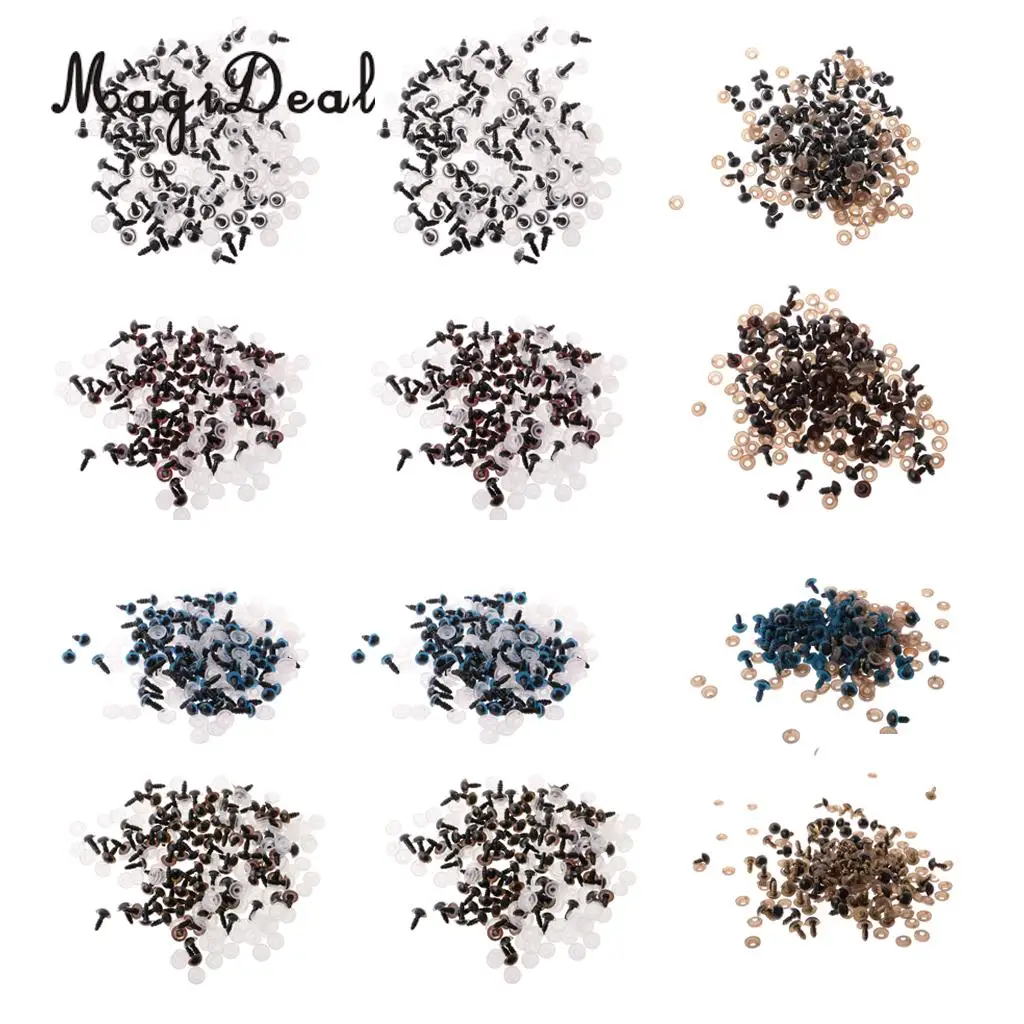 100Pcs 8-12mm Plastic Safety Screw Eyes Kit for Teddy Bear Doll Plush Animal DIY Making Accessories Toys
