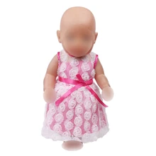 

Doll clothes cute baby lace rose red dress fit 43 cm baby dolls and 18 inch Girl doll clothing accessories f590