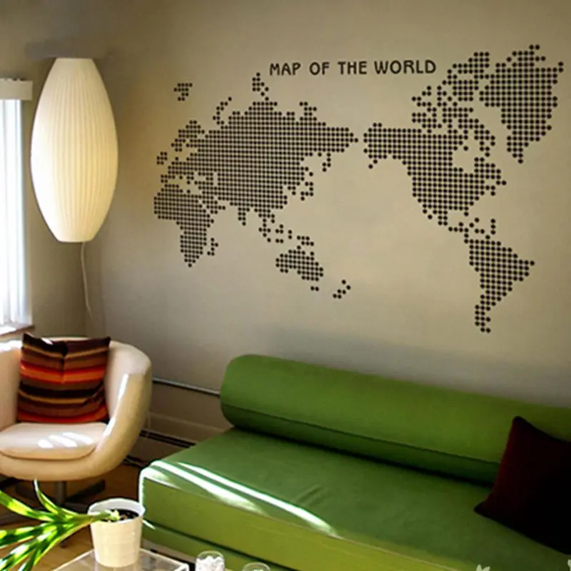large new design art pattern creative world map wall stickers dot circle map wall decals vinyl decals world map poster sticker - Designer Wall Stickers large new design art pattern creative world map wall stickers dot circle map wall decals vinyl decals world map poster sticker - Designer Wall Stickers