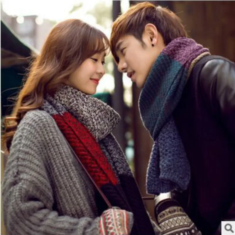 

Korean version the new autumn and winter mixed stitch couple wool scarves men and women warm factory direct