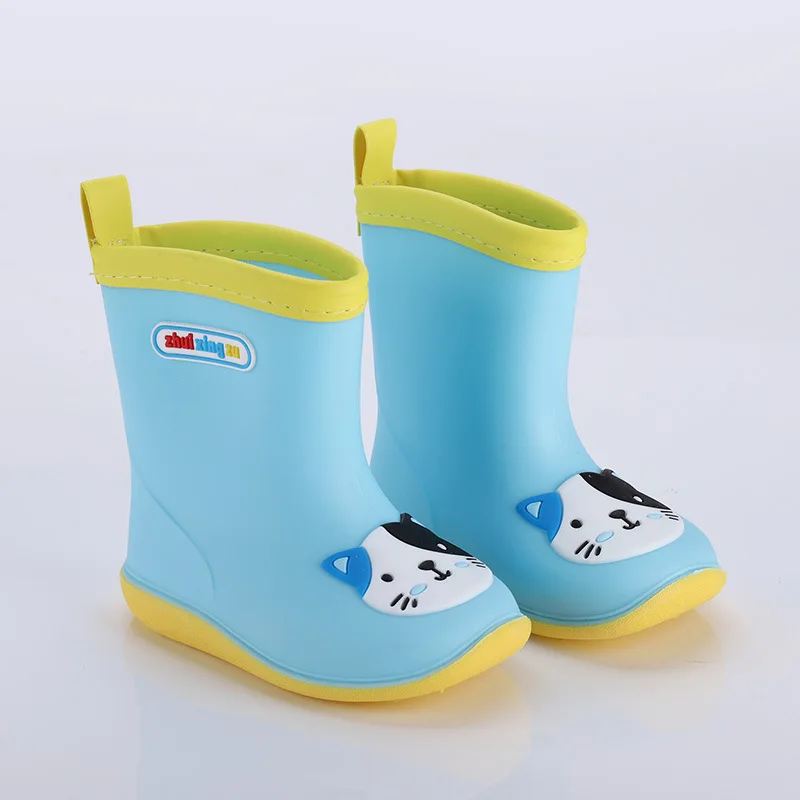 Детская водонепроницаемая обувь; модная классическая детская обувь; Нескользящие резиновые сапоги из ПВХ для маленьких мальчиков и девочек; Детские водонепроницаемые резиновые сапоги - Цвет: blue