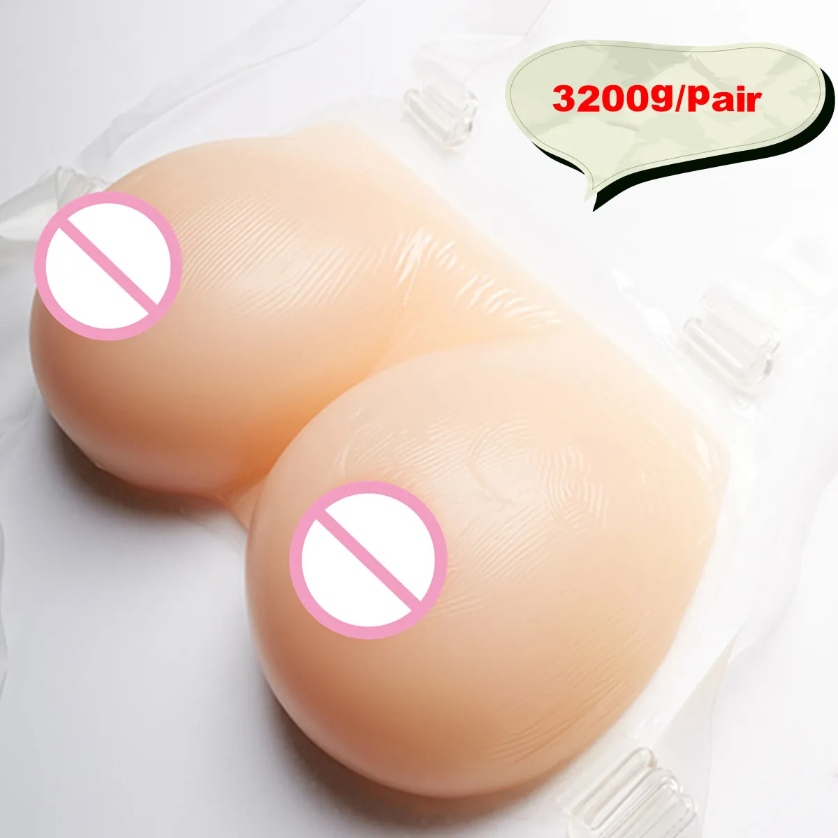 

Conjoined Breast Forms 3200g/pair Drag Queen Transgender Realistic Artificial Breast Silicone False Boobs