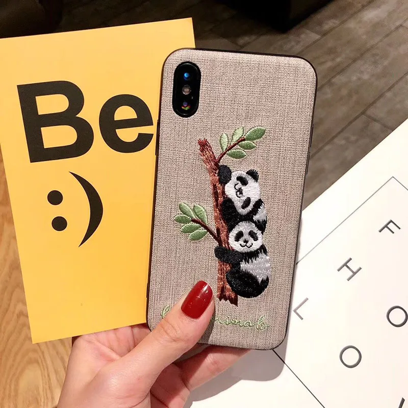 

Embroidered Chinese Panda Mobile Shell for iPhone 6,6 Plus,6s,6s Plus,7,7 Plus,8,8 Plus,X,XR,XS MAX,XS