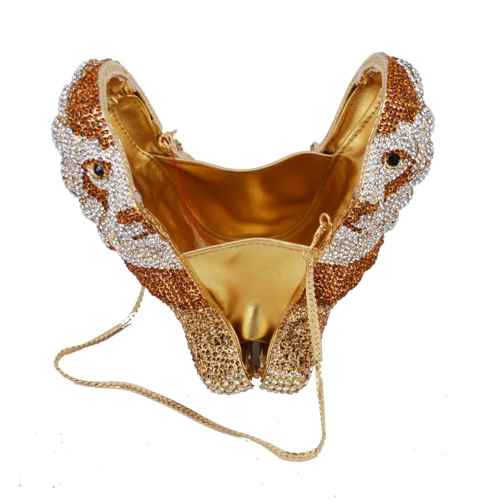 Дизайнерская Роскошная вечерняя сумочка в виде животного с кристаллами, Леопардовый клатч со львом, дамская сумочка женские сумочки на цепочке, клатчи SC911