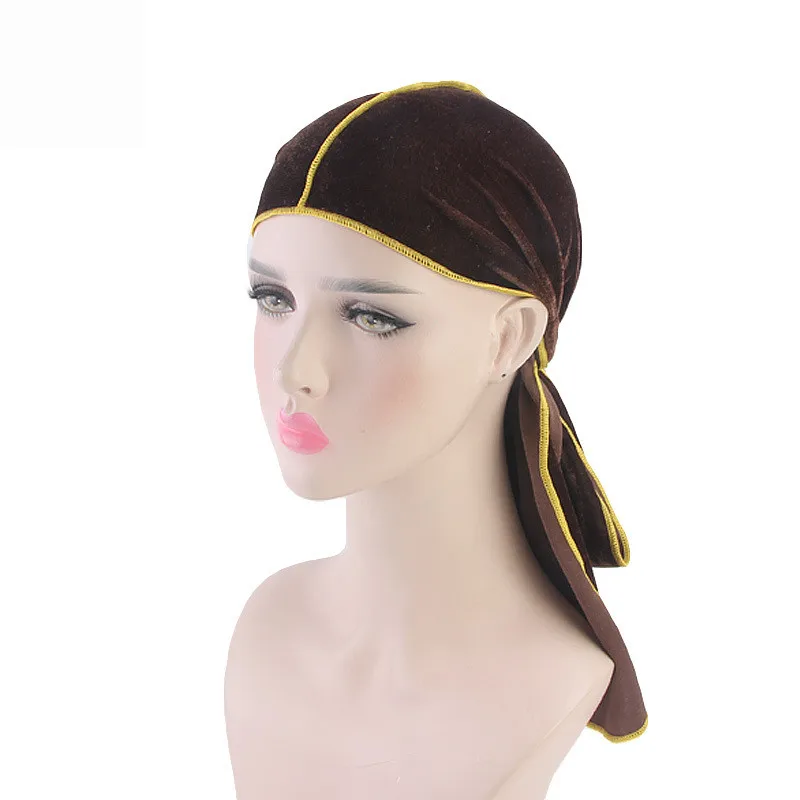 Унисекс мужские бархатные банданы Durags цельный тюрбан шапка для мальчиков