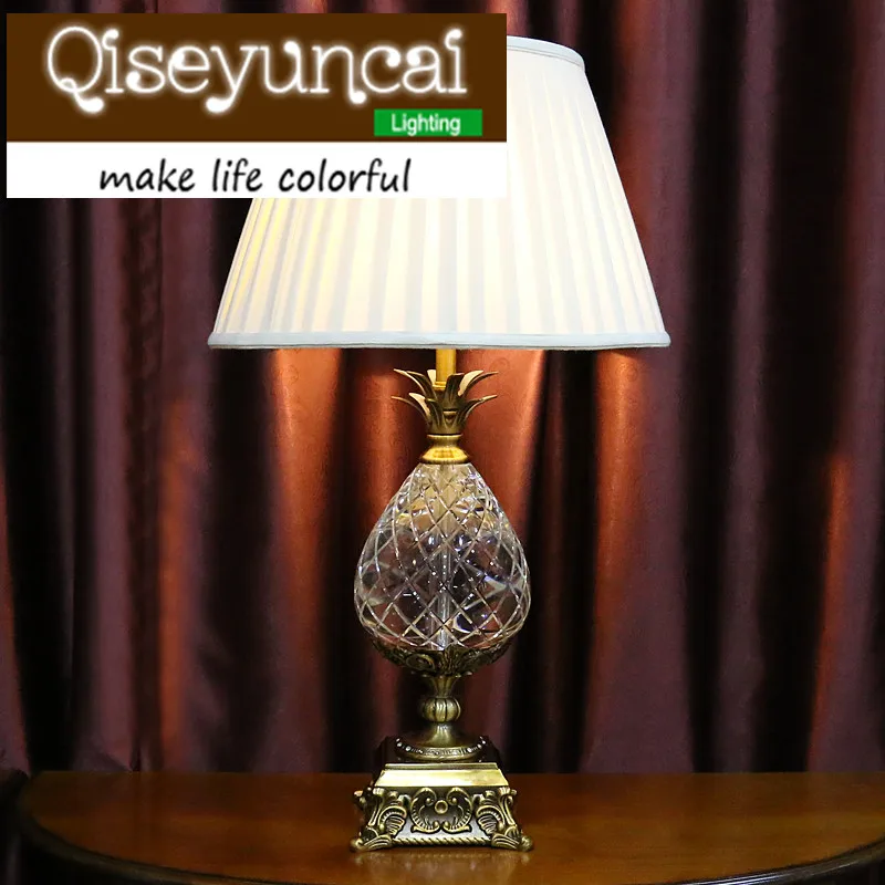 

Qiseyuncai European style cozy bedroom pineapple K9 crystal table lamp modern simplicity luxury high-end fashion lighting