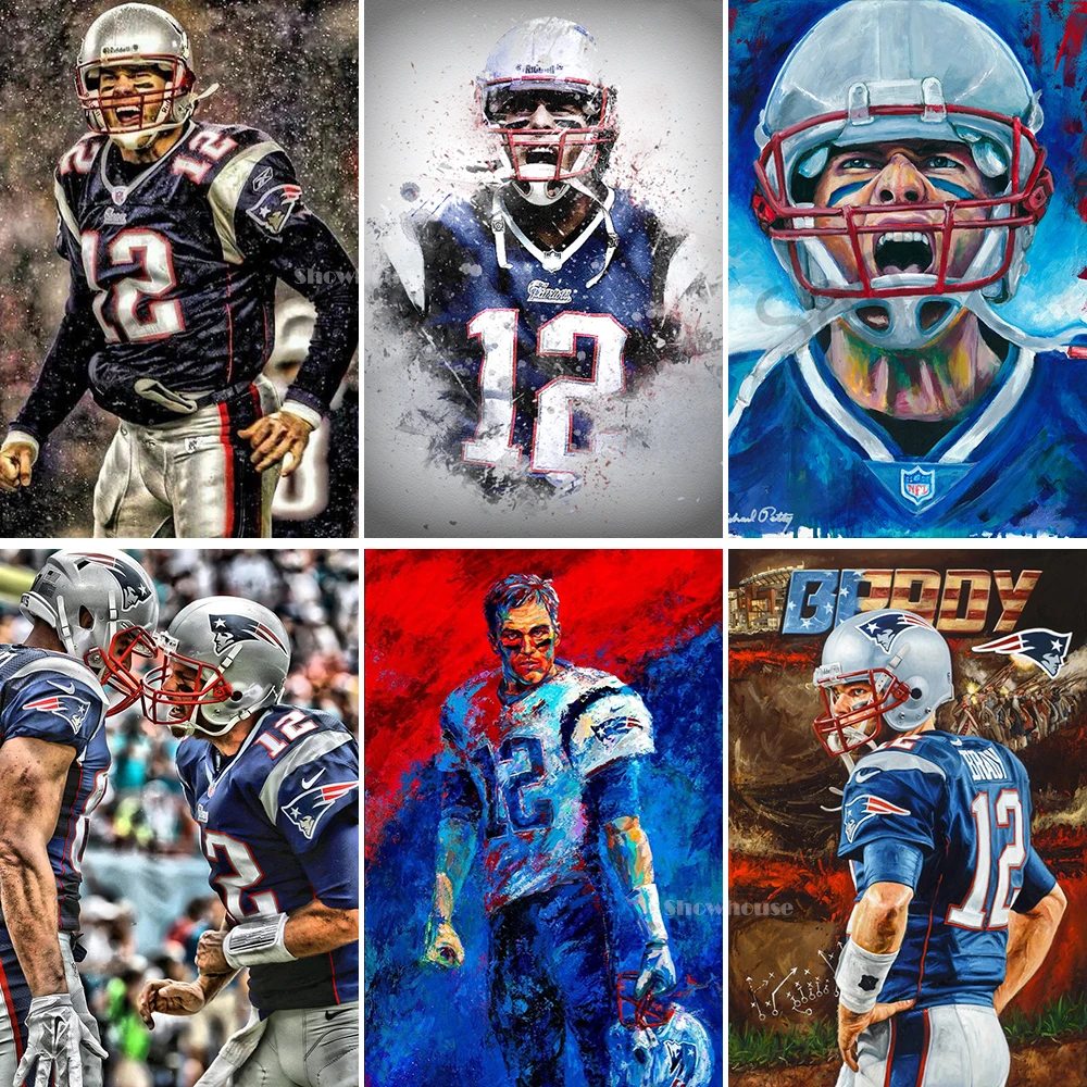 

American Football Superstar Tom Brady TB Diamond Painting Full Square Full Drill 5D DIY Sports Poster Mosaic Cross Stitch Kit