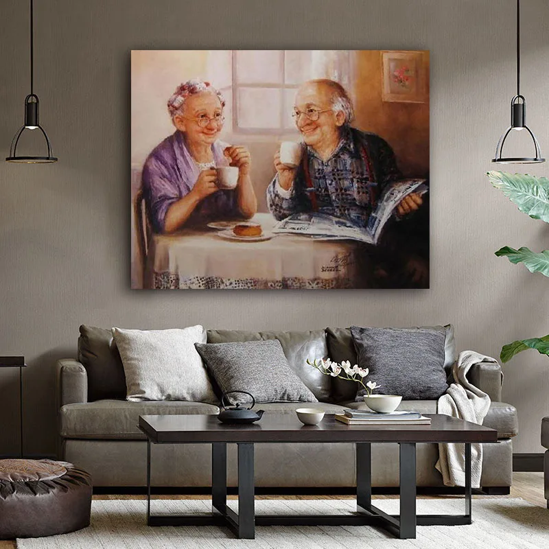

DIY colorings pictures by numbers with Elderly couple painting picture drawing painting by numbers framed Home