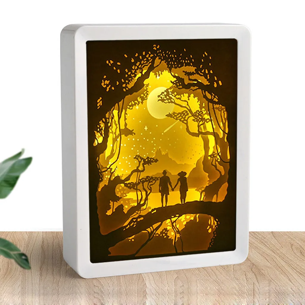

Light shadow paper carved lights Couple, diy creative remote control small night lamp 3d room or table lighting, birthday gifts