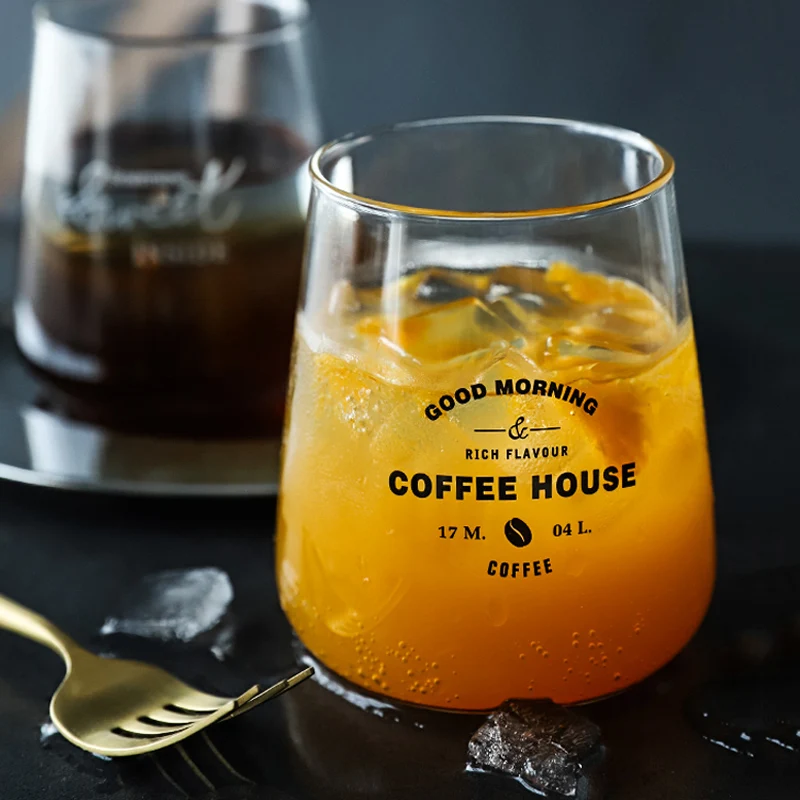 1Pc Glass Cup Large Beer Coffee Cup Transparent Glass Beer Coffee Mugs Breakfast Juice Milk Cup Glass Home Office Mug Drinkware (10)