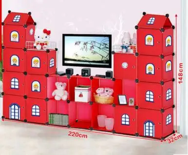 Simple modular living room TV receiver cabinet. Sorting cabinets. Plastic assembly cabinet