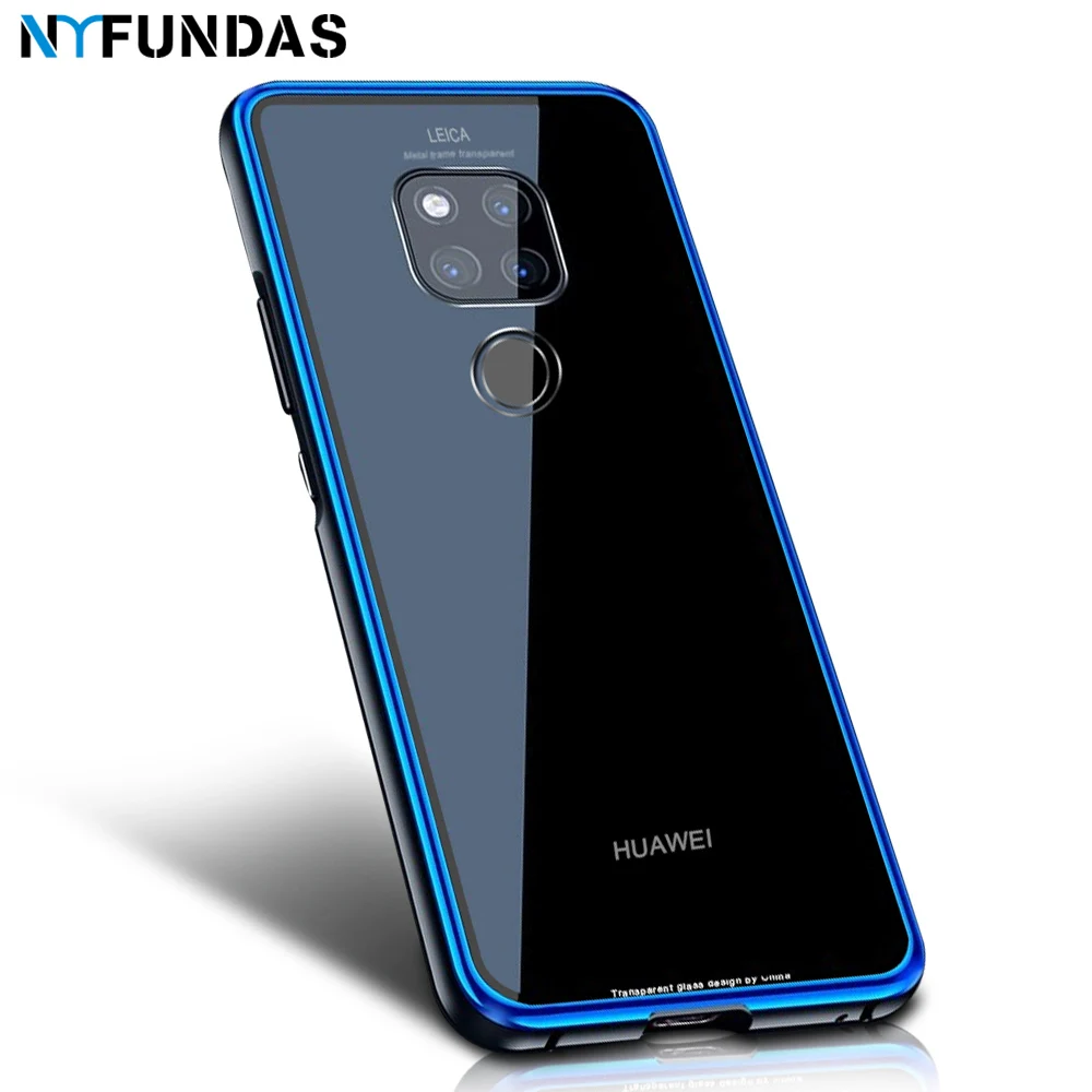 NYFundas для huawei mate 20 X pro тонкий металлический ударопрочный бампер закаленное стекло