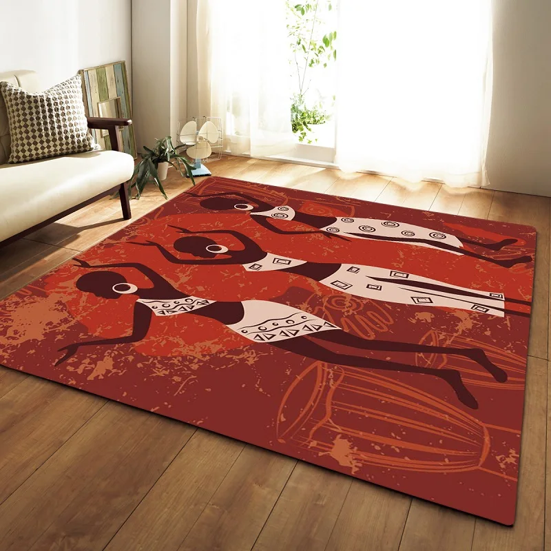 Африканские женщины портрет узор большие ковры для гостиной Противоскользящий диван татами пол коврик прикроватные коврики Tapis салон Dywan