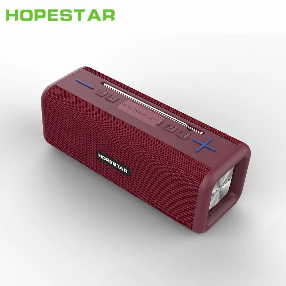 HOPESTAR T9 беспроводной Bluetooth 4,2 динамик 10 Вт портативный звуковой ящик FM цифровое радио 3D объемный стерео Поддержка громкой связи TF AUX - Цвет: Red