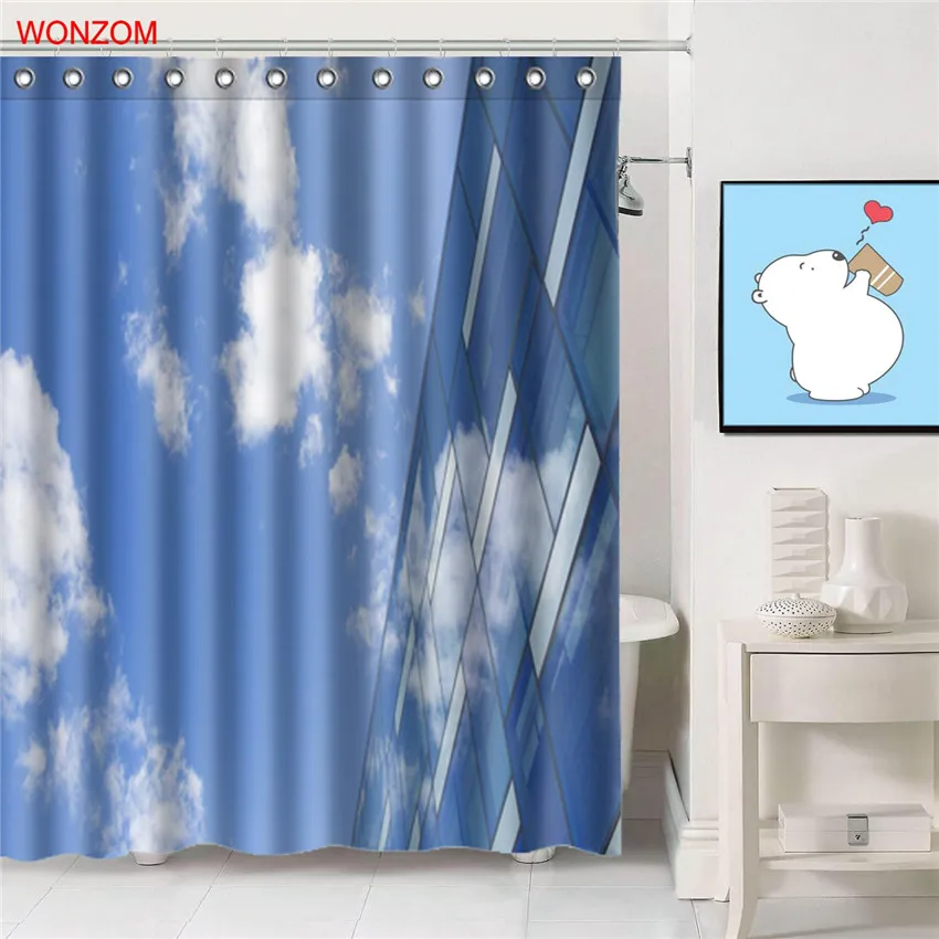 Занавески для душа WONZOM Blue Sky 12 крючков декор ванной комнаты современный пейзаж