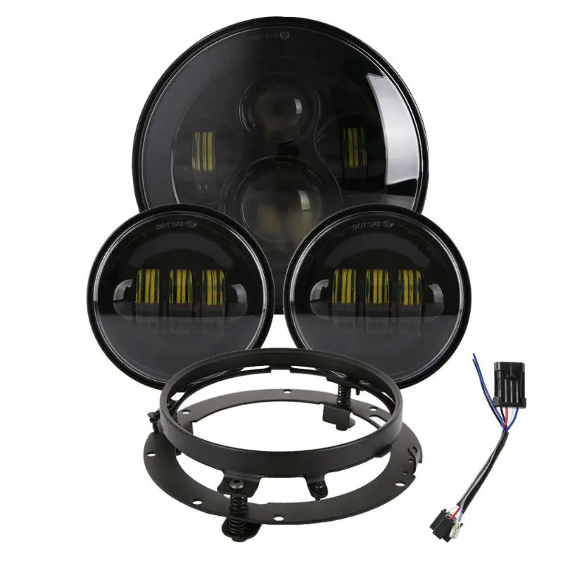 7inch LED Projector Headlight with Hi/Lo Beam+2PCSX30W 4.5 inch Passing Auxiliary Light+7Inch Trim Ring |
