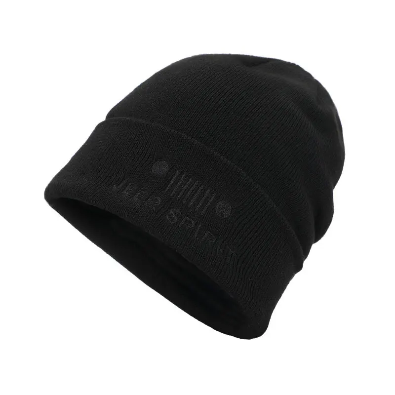 JEEP SPIRIT Beanie шапка мужская шапка женская зимняя теплая вязаная шапка с буквами кепки Унисекс Женская шапка invierno hombre Женская шляпка - Цвет: Черный