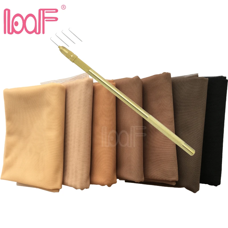 

LOOF 1 Yard Pattern Swiss Lace Net + Ventilating Needles Kit for Making Lace Wig Foundation Accessories Weaving Tools
