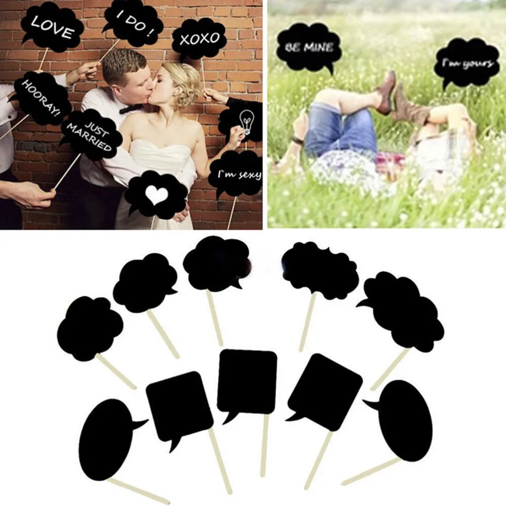 10 шт черные карты+ 10 шт палочки+ Мел+ клей Mr Mrs Photo Booth Реквизит любовь DIY Фотография Свадебные украшения вечерние Photo Booth