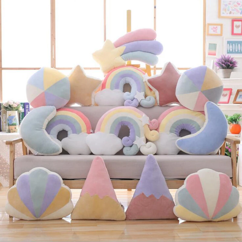 

Kawaii Plush Toy Soft Rainbow Moom Plush Pillow Soft Lovely Shaped Doll Baby Kids Bedroom Decoration Kids Gift Toys