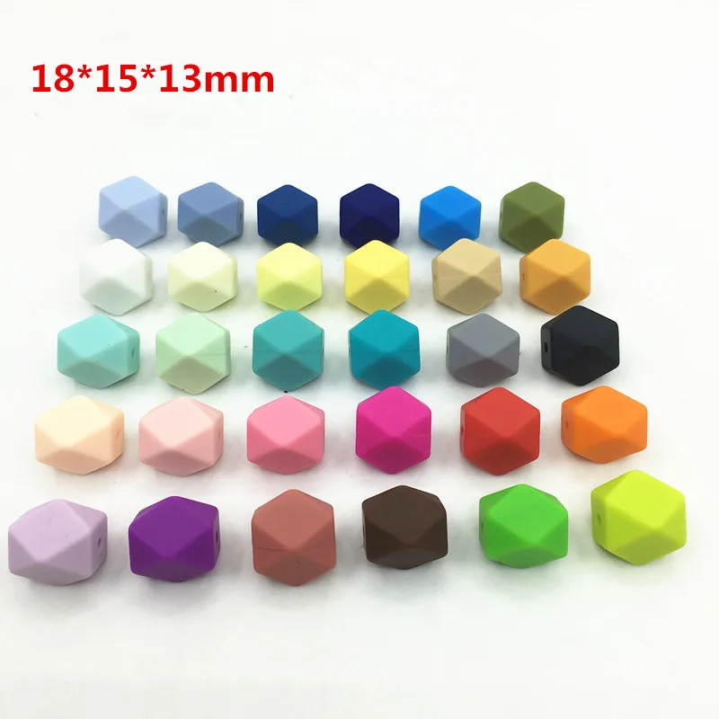 

50pc Silicone baby teething teether beads hexagon safe Food Grade slicone loose Beads necklace-30colors loose beads for baby