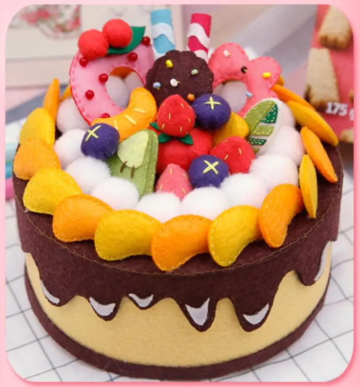 

For fans Birthday cake storage box Fabric Felt kit Non-woven cloth Craft DIY Sew Felt Handwork Material DIY needlework supplies
