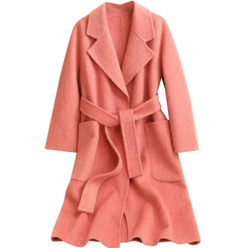 Кашемировое пальто Для женщин длинные Шерстяное пальто тонкий женский пальто