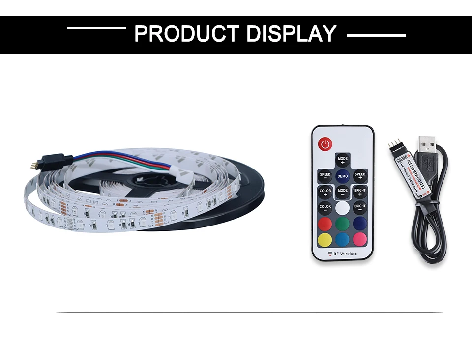 2835 SMD RGB USB charger LED Strip light DC 5V USB Cable LED Light Flexible Tape 1M 2M 3M 4M 5M RF IR RGB Remote control (16)