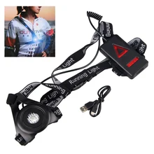 Outdoor Sport LED Night Running Light USB Rechargeable Chest Lamp Safety Jogging Warning Light Cycling Torch new arrivals warning waist belt tape lamp led light outdoor night cycling running working workplace safety supplies accessories