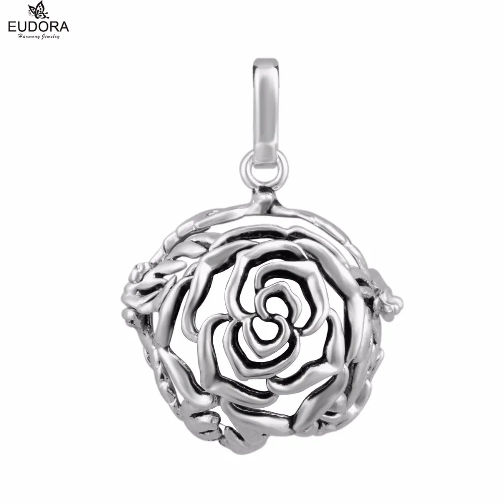 

EUDORA 18mm Rose Flower Locket Cage fit 18mm Harmony Bola Ball Pendant Accessories Jewelry Wholesales for Pregnat Women K100N18