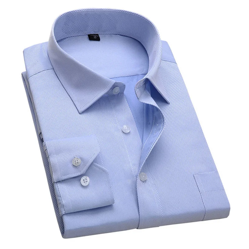 

New Design Twill Cotton Pure Color White Business Formal Dress Shirts Men Fashion Long Sleeve Social Shirt Big Size 5XL 6XL