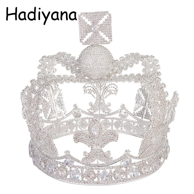 Hadiyana винтажная диадема свадебная большая корона для невесты аксессуары волос