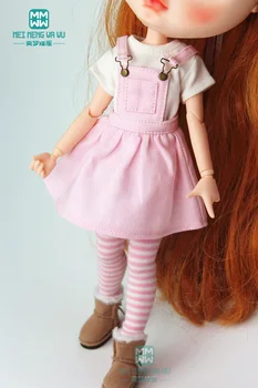 

1PCS Blyth Doll Clothes fashion plaid strap dress, T-shirt for Blyth , Azone, obitsu, FR 1/6 doll