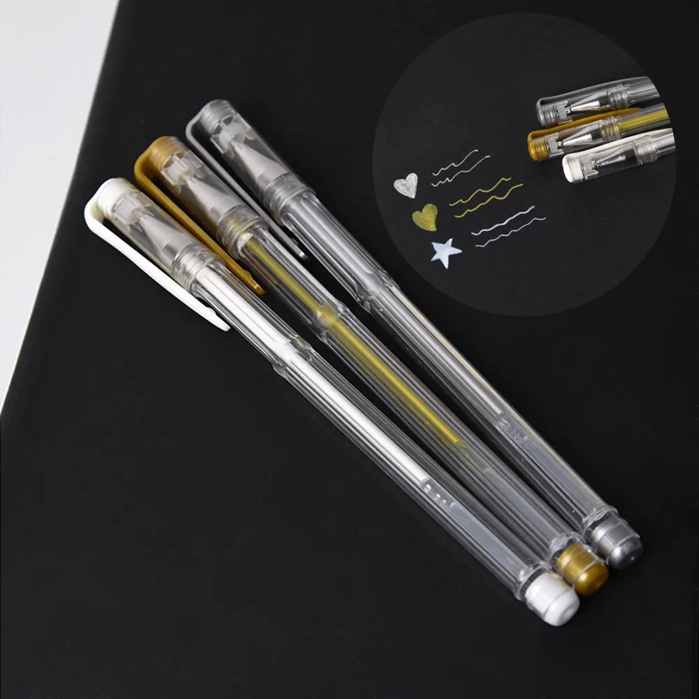 

3Pcs/lot 0.7mm White Gold Silver Gel Pens Sketching Drawing Pen for Art Marker Design Comic Manga Painting Supplies