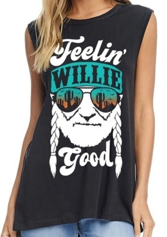 

Tank Tops Women Feelin' Willie Good Tank Summer O-Neck tops tee Female Black Tank Fashion Casual Ladies Sleeveless Tops Tees