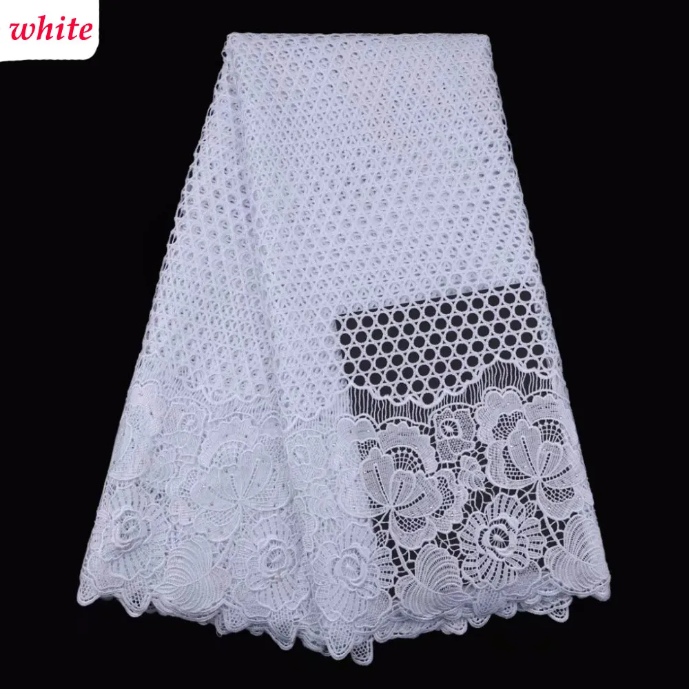 

Best-Selling Nigerian Lace Fabrics White African Cord Lace Fabrics High Quality 2019 Guipure Lace Mesh Cotton Material BK005