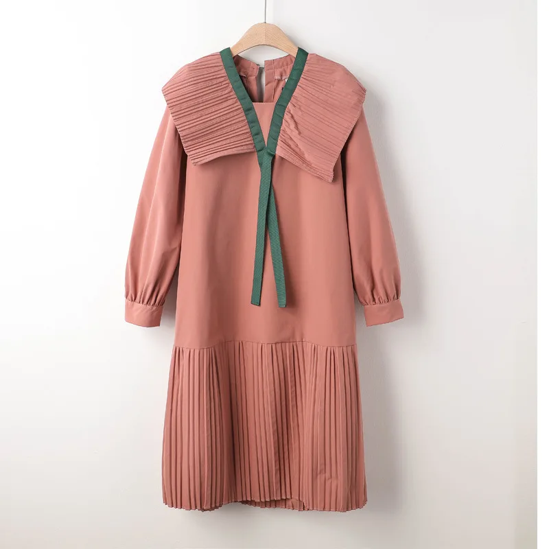 

2019 French lotus root starch navy brought long sleeve long dress in college wind restoring ancient ways women dress