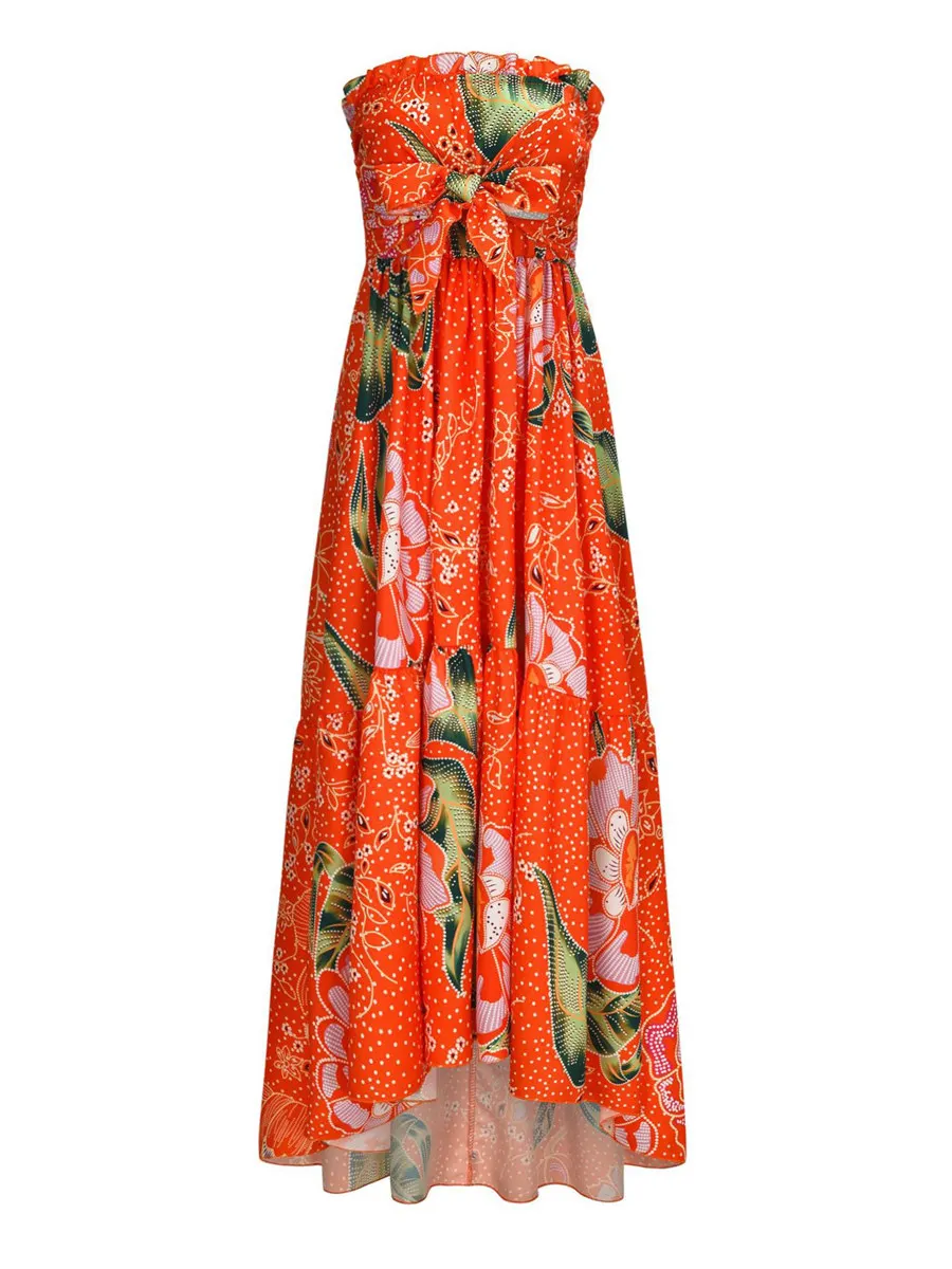 Gladiolus Boho Summer Women Dress Strapless Sexy Backless Floral Print Chiffon Maxi Dress Women 2019 Beach Long Ladies Dresses (10)