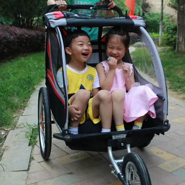 3 in 1 Twins Bike Trailer, 20inch big wheel baby stroller, foldable