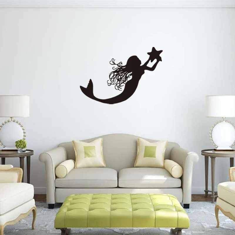 Cartoon Vinyl Wall Stickers Fantasy Girl Ocean Home Decor Wall Decals