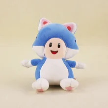 18cm Super Mario Bros KINOPIO Doll 3D World Game Cartoon Cat Blue Mushroom Toad Stuffed Animal Plush Toys
