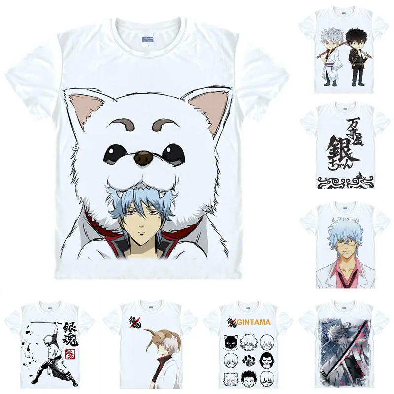 

Coolprint Anime Shirt GINTAMA Gin Tama Silver Soul T-Shirts Short Sleeve Gintoki Sakata Sadaharu Cosplay Motivs Hentai Shirts