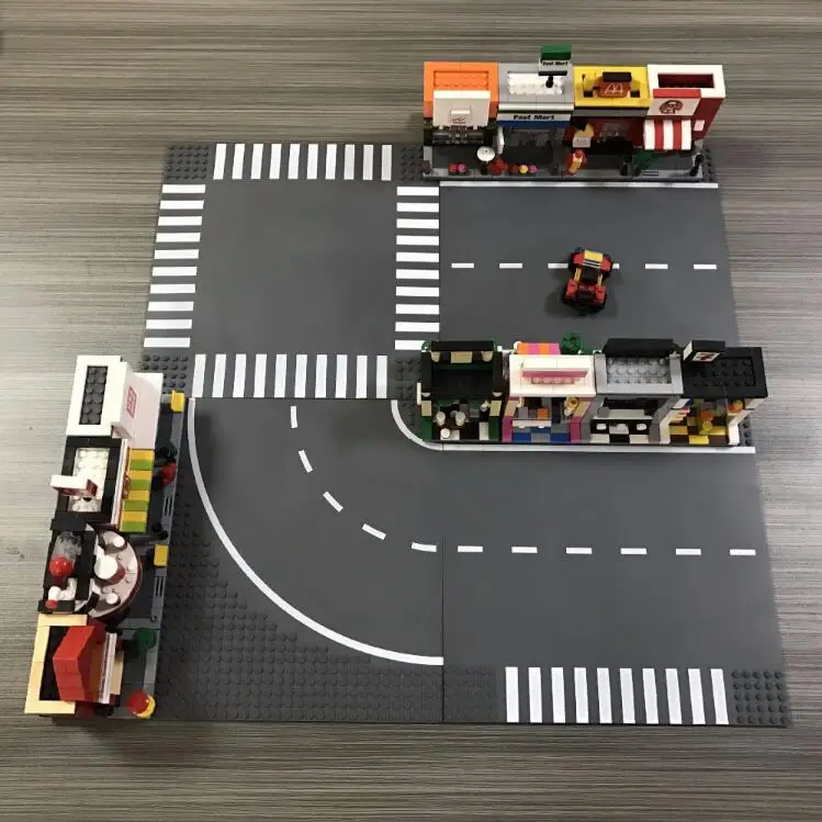 City Road Street Baseplate Straight Crossroad Curve T Junction Building