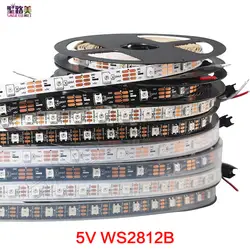 1 м/5 м WS2812B Smart LED пикселей полосы, черный/белый печатных плат, 30/60/144 светодиодов/м пикселей WS2811IC независимо адресуемого IP30/IP65/IP67 DC5V