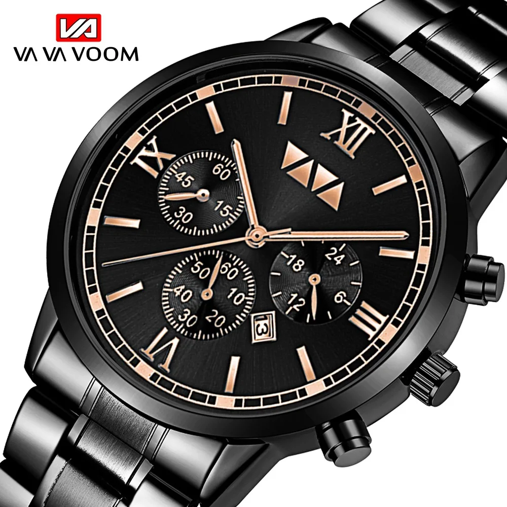 

Men's Stainless Steel QuartzWatch Submarine Speed Master Luxury Watch Calendar 3bar Waterproof Push Button Hidden Clasp