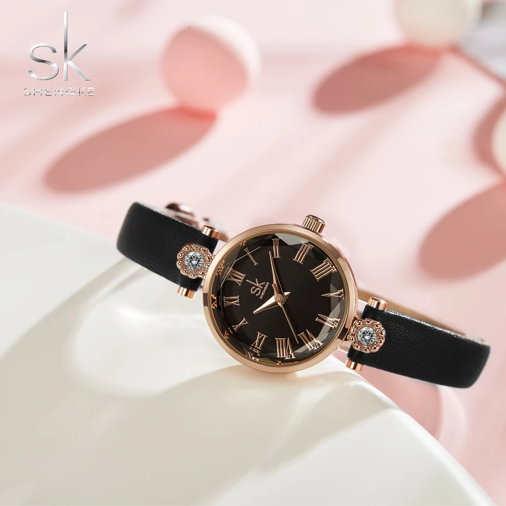 Womens Watches Clock Quartz Waterproof Luxury Shengke Relogio Strap Dial-Decoration