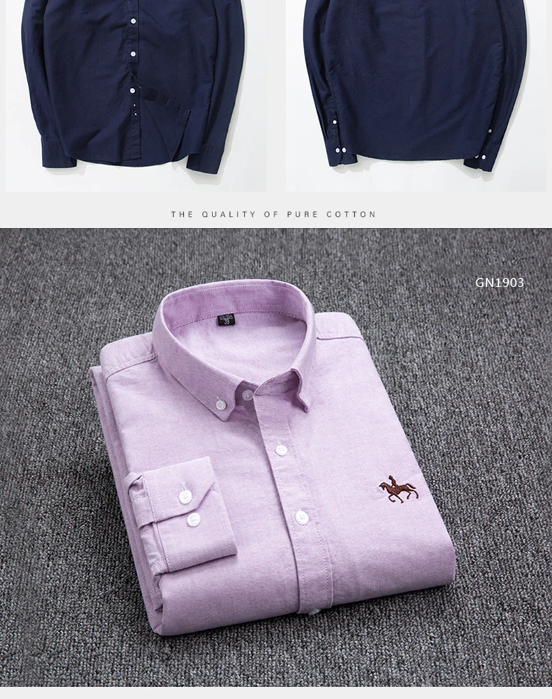 Дизайн Весенние синие Оксфордские хлопковые мужские деловые рубашки на пуговицах с воротником брендовые официальные мужские рубашки с длинным рукавом