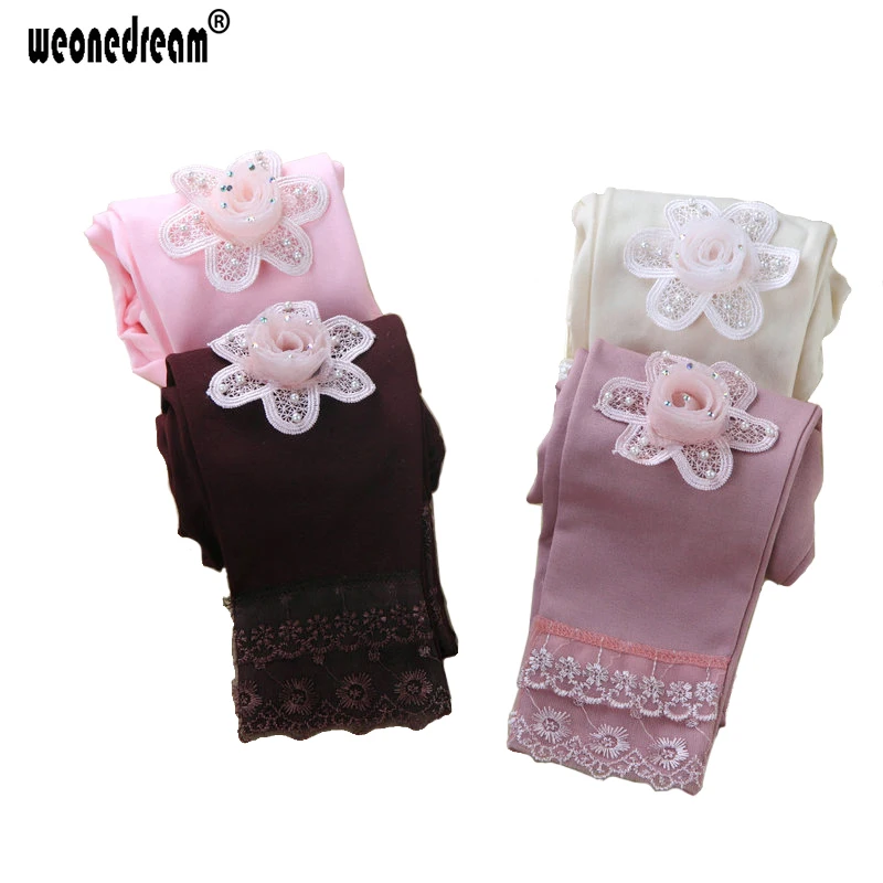 

WEONEDREAM 2017 Girl Leggings Spring High Elastic Long Pants Baby Girls Floral Legging Lace Dance Toddler Kids Pants Trousers