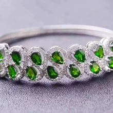 Естественный диопсид браслет натуральный реальный диопсид 925 стерлингового серебра для женщин или мужчин ювелирные изделия 0.5ct* 14 шт драгоценных камней# XY18062116